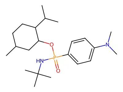 2-isopropyl-5-methylcyclohexyl N-tert-butyl-P-(4-(dimethylamino)phenyl)phosphonamidate structure