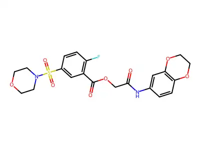 2-[(2,3-Dihydro-1,4-benzodioxin-6-yl)amino]-2-oxoethyl 2-fluoro-5-(4-morpholinylsulfonyl)benzoate structure