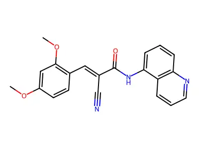 2-cyano-3-(2,4-dimethoxyphenyl)-N-(quinolin-5-yl)prop-2-enamide structure