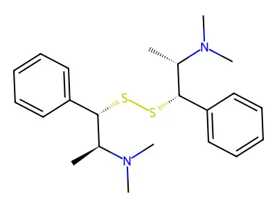 Benzeneethanamine, beta,beta'-dithiobis(N,N,alpha-trimethyl-, (alpha-S-(alpha-R*,beta-R*(alpha'R*,beta'R*)))- structure