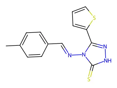 4-[(4-methylphenyl)methylideneamino]-3-thiophen-2-yl-1H-1,2,4-triazole-5-thione structure