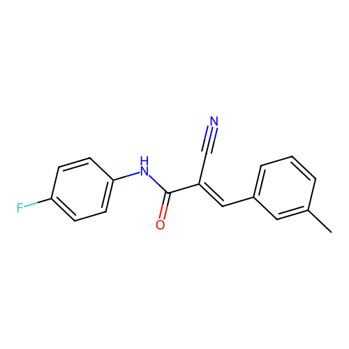 2-cyano-N-(4-fluorophenyl)-3-(3-methylphenyl)prop-2-enamide structure