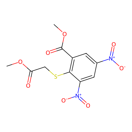 Methyl 2-(2-methoxy-2-oxoethyl)sulfanyl-3,5-dinitrobenzoate structure