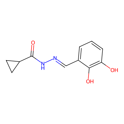 N-[(2,3-dihydroxyphenyl)methylideneamino]cyclopropanecarboxamide structure