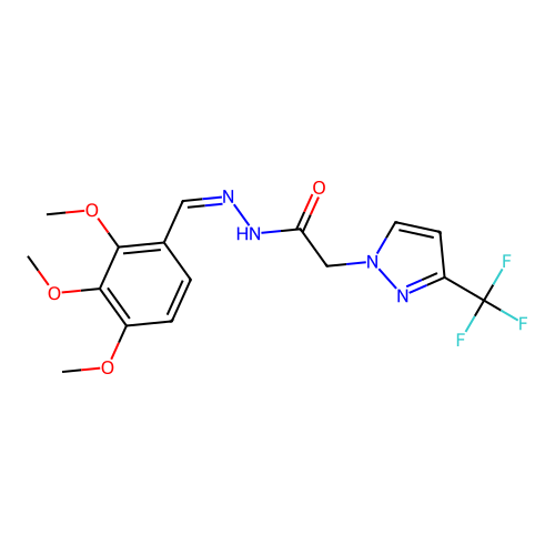 2-[3-(trifluoromethyl)pyrazol-1-yl]-N-[(Z)-(2,3,4-trimethoxyphenyl)methylideneamino]acetamide structure