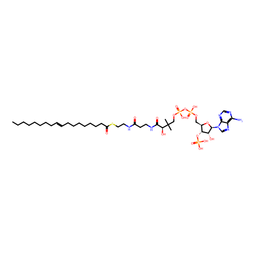 trans-9-octadecenoyl-CoA structure
