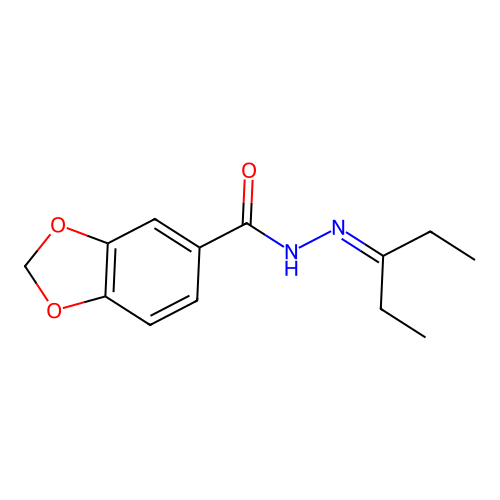 N-(pentan-3-ylideneamino)-1,3-benzodioxole-5-carboxamide structure