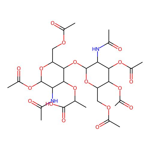 GlcNAc-1--4-MurNAc(OAc)5 structure