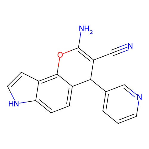 2-Amino-4-(pyridin-3-yl)-4,7-dihydropyrano[2,3-e]indole-3-carbonitrile structure