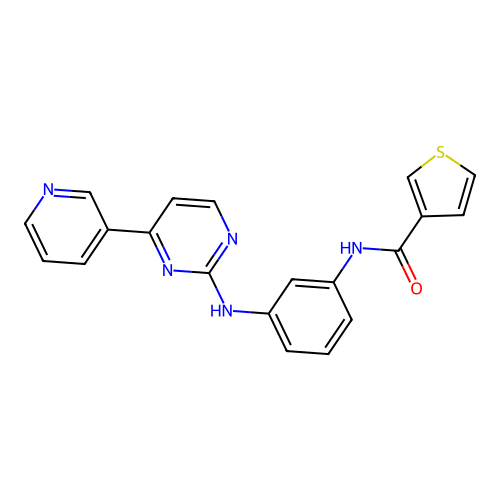N-[3-[(4-pyridin-3-ylpyrimidin-2-yl)amino]phenyl]thiophene-3-carboxamide structure