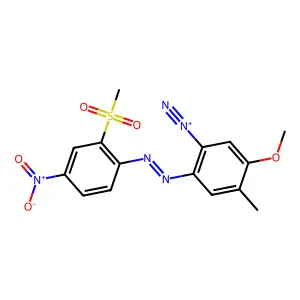 5-Methoxy-4-methyl-2-[[2-(methylsulfonyl)-4-nitrophenyl]azo]benzenediazonium structure