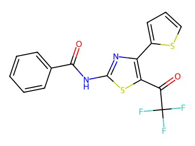 N-(4-(thiophen-2-yl)-5-(2,2,2-trifluoroacetyl)thiazol-2-yl)benzamide structure