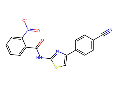 N-[4-(4-cyanophenyl)-1,3-thiazol-2-yl]-2-nitrobenzamide structure
