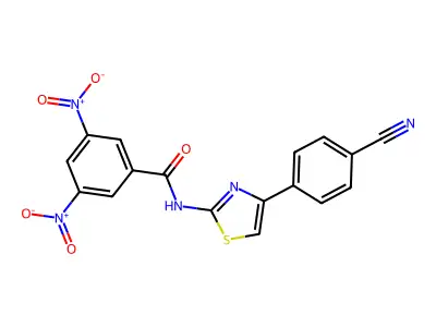 N-[4-(4-cyanophenyl)-1,3-thiazol-2-yl]-3,5-dinitrobenzamide structure
