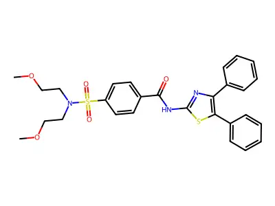 4-[bis(2-methoxyethyl)sulfamoyl]-N-(4,5-diphenyl-1,3-thiazol-2-yl)benzamide structure