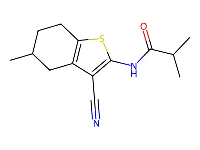 N-(3-cyano-5-methyl-4,5,6,7-tetrahydro-1-benzothiophen-2-yl)-2-methylpropanamide structure