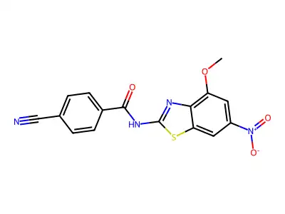 4-cyano-N-(4-methoxy-6-nitro-1,3-benzothiazol-2-yl)benzamide structure