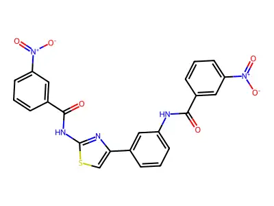 3-nitro-N-(4-(3-(3-nitrobenzamido)phenyl)thiazol-2-yl)benzamide structure