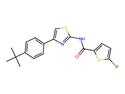 5-bromo-N-[4-(4-tert-butylphenyl)-1,3-thiazol-2-yl]thiophene-2-carboxamide structure