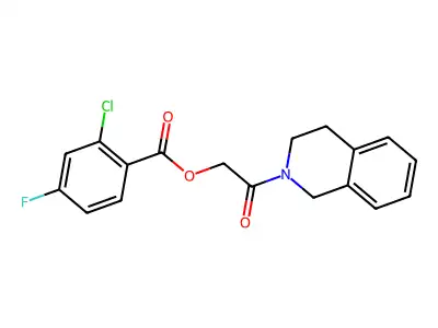 [2-(3,4-dihydro-1H-isoquinolin-2-yl)-2-oxoethyl] 2-chloro-4-fluorobenzoate structure