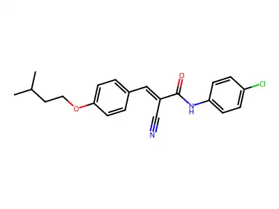 N-(4-chlorophenyl)-2-cyano-3-[4-(3-methylbutoxy)phenyl]prop-2-enamide structure