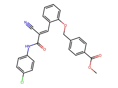 methyl 4-[[2-[(E)-3-(4-chloroanilino)-2-cyano-3-oxoprop-1-enyl]phenoxy]methyl]benzoate structure