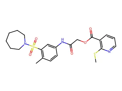 [2-[3-(azepan-1-ylsulfonyl)-4-methylanilino]-2-oxoethyl] 2-methylsulfanylpyridine-3-carboxylate structure