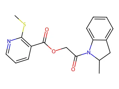 2-(2-Methylindolin-1-yl)-2-oxoethyl 2-(methylthio)nicotinate structure