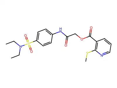 [2-[4-(diethylsulfamoyl)anilino]-2-oxoethyl] 2-methylsulfanylpyridine-3-carboxylate structure