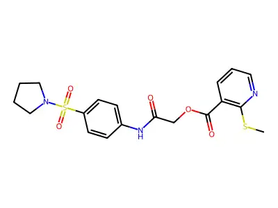 2-Oxo-2-((4-(pyrrolidin-1-ylsulfonyl)phenyl)amino)ethyl 2-(methylthio)nicotinate structure