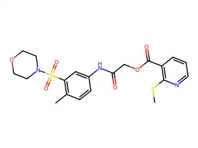 [2-(4-methyl-3-morpholin-4-ylsulfonylanilino)-2-oxoethyl] 2-methylsulfanylpyridine-3-carboxylate structure