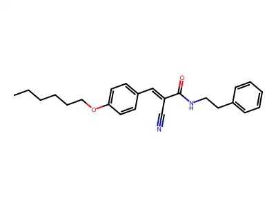 (E)-2-cyano-3-(4-hexoxyphenyl)-N-(2-phenylethyl)prop-2-enamide structure