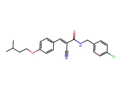 N-[(4-chlorophenyl)methyl]-2-cyano-3-[4-(3-methylbutoxy)phenyl]prop-2-enamide structure