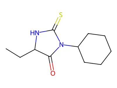 3-Cyclohexyl-5-ethyl-2-thioxoimidazolidin-4-one structure