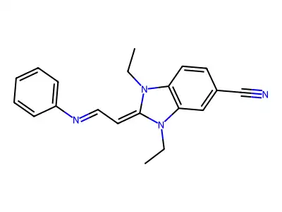 1,3-Diethyl-2-(2-phenyliminoethylidene)benzimidazole-5-carbonitrile structure
