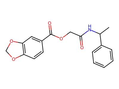 [2-Oxo-2-(1-phenylethylamino)ethyl] 1,3-benzodioxole-5-carboxylate structure