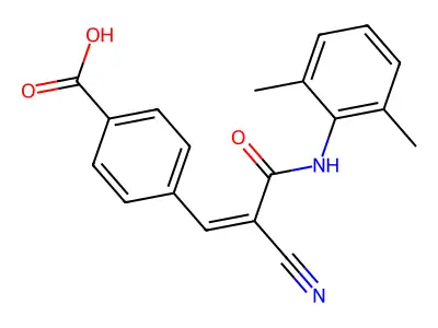 4-{2-Cyano-2-[(2,6-dimethylphenyl)carbamoyl]eth-1-en-1-yl}benzoic acid structure