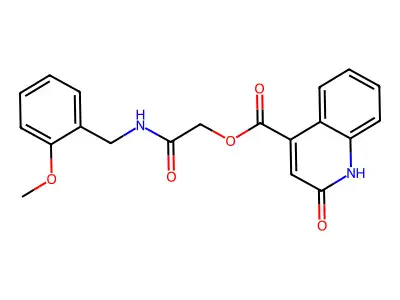2-[[(2-Methoxyphenyl)methyl]amino]-2-oxoethyl 1,2-dihydro-2-oxo-4-quinolinecarboxylate structure