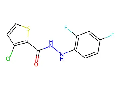 3-chloro-N'-(2,4-difluorophenyl)thiophene-2-carbohydrazide structure