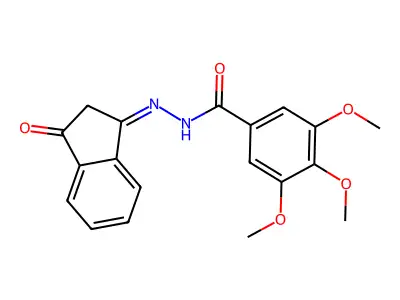 N-(aza(3-oxoindanylidene)methyl)(3,4,5-trimethoxyphenyl)formamide structure