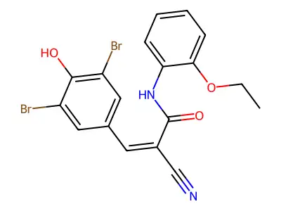 2-cyano-3-(3,5-dibromo-4-hydroxyphenyl)-N-(2-ethoxyphenyl)prop-2-enamide structure