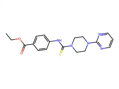 Ethyl 4-{[(4-pyrimidin-2-ylpiperazinyl)thioxomethyl]amino}benzoate structure