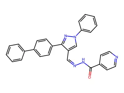 N-[[1-phenyl-3-(4-phenylphenyl)pyrazol-4-yl]methylideneamino]pyridine-4-carboxamide structure
