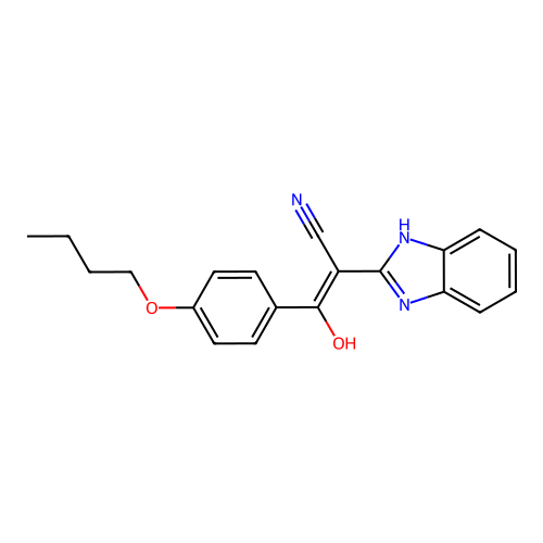 (p-butoxybenzoyl)(1,3-dihydro-2H-1,3-benzimidazol-2-ylidene)acetonitrile structure