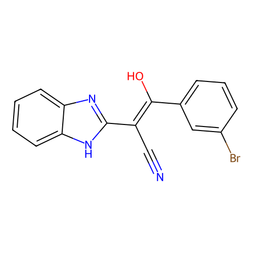 2-(1H-benzimidazol-2-yl)-3-(3-bromophenyl)-3-hydroxyprop-2-enenitrile structure