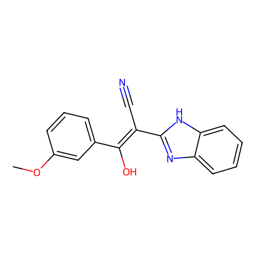 2-(1H-benzimidazol-2-yl)-3-hydroxy-3-(3-methoxyphenyl)prop-2-enenitrile structure