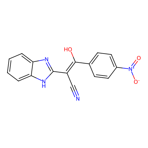 (1,3-dihydro-2H-1,3-benzimidazol-2-ylidene)(p-nitrobenzoyl)acetonitrile structure