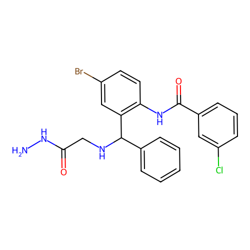 N-[4-bromo-2-[[(2-hydrazinyl-2-oxoethyl)amino]-phenylmethyl]phenyl]-3-chlorobenzamide structure