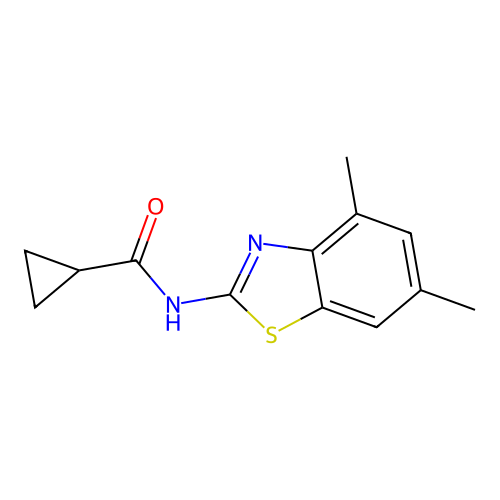 N-(4,6-dimethyl-1,3-benzothiazol-2-yl)cyclopropanecarboxamide structure