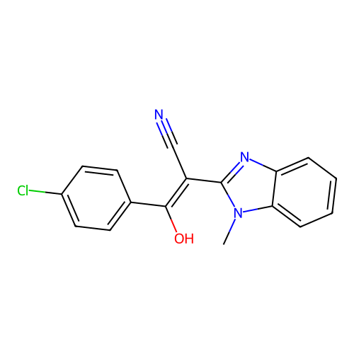 3-(4-Chlorophenyl)-3-hydroxy-2-(1-methylbenzimidazol-2-yl)prop-2-enenitrile structure